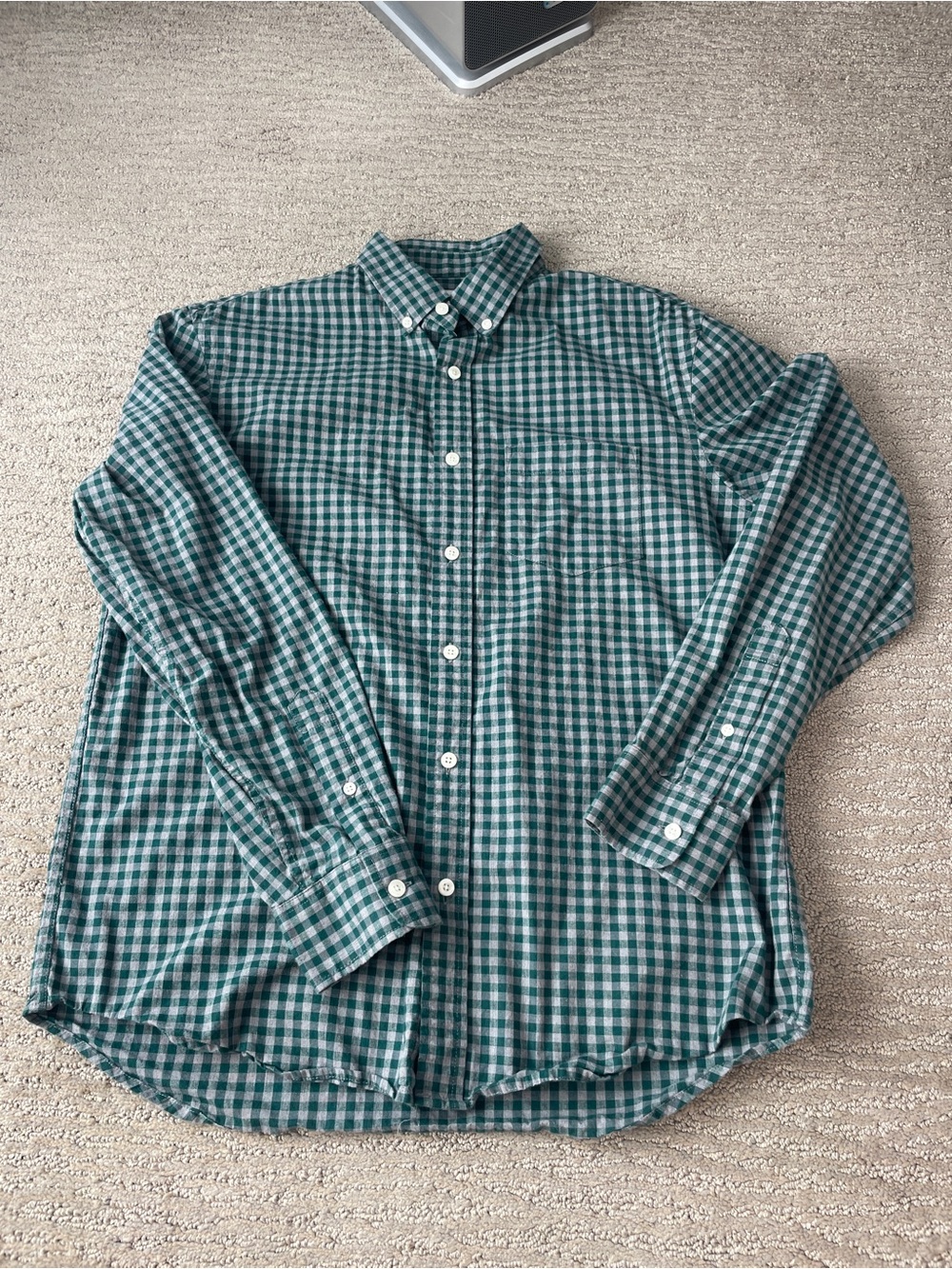 Old Navy Green and Gray Check Button-Down Shirt